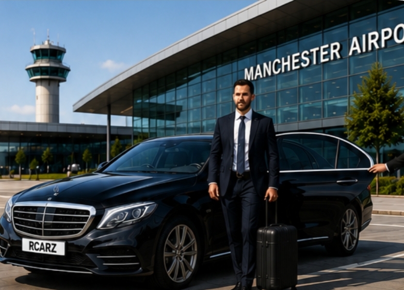 Executive taxi transfer at Manchester Airport with professional chauffeur